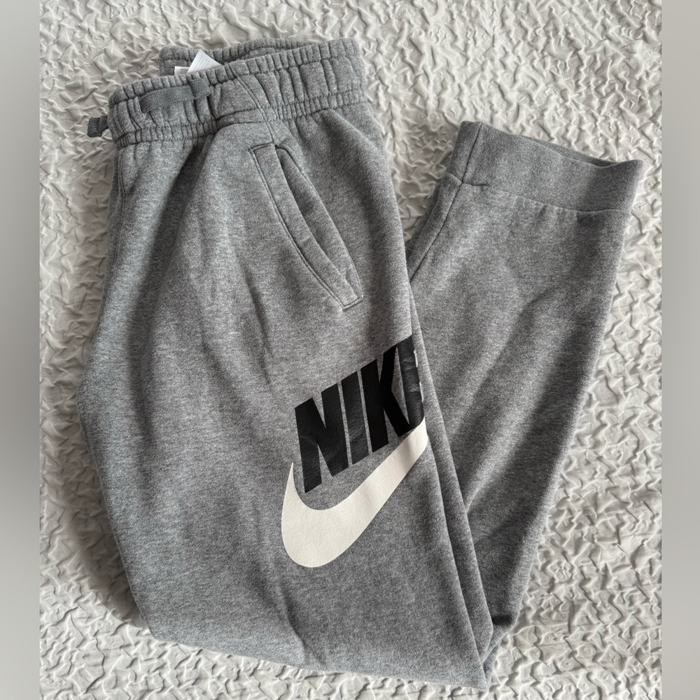 Nike Kids Gray Joggers with Black Logo